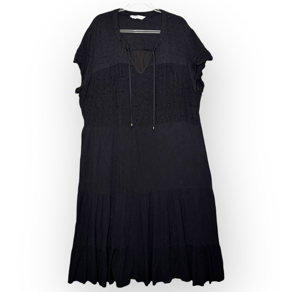 Sonoma Women's Peasant Maxi Dress Plus Size 2X Tiered Black Gauzy Long‎ Eyelet